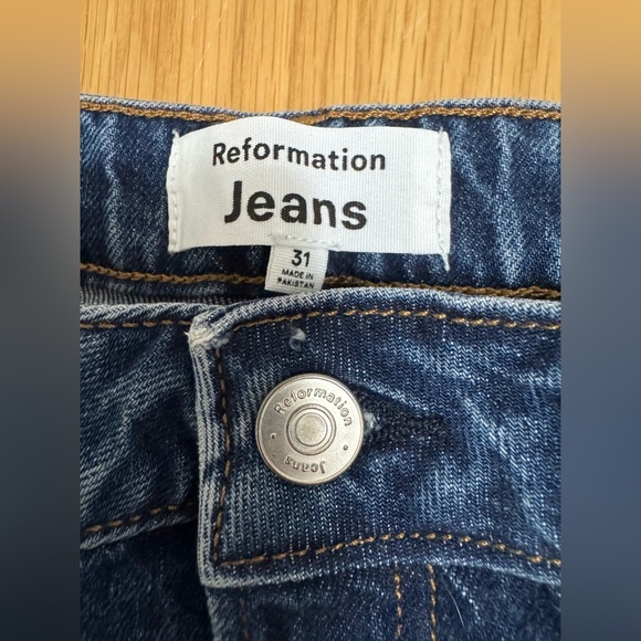 Reformation Slim Straight Cropped Jeans Women’s Size 31 High Rise Organic Cotton - Picture 9 of 13